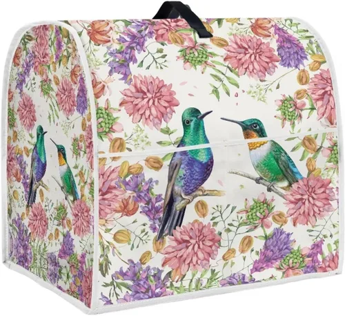 Vista 16 de Cubierta para batidora de pie a prueba de polvo con dibujos animados de pollo y flores para el hogar, cocina, decoración con mango y bolsillo