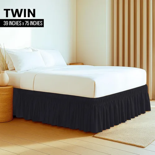 Vista 2 de Utopia Bedding Falda de Cama Elástica Twin - Volante de Fácil Colocación - Falda de Cama de Microfibra con Cinturón Elástico Ajustable Caída