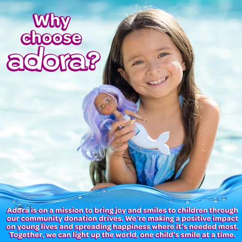 Vista 4 de ADORA Water Wonder - Muñecas de sirena con cola que cambia de color en agua fría, muñeca de bebé de juguete de 7 pulgadas con cintura móvil, regalo