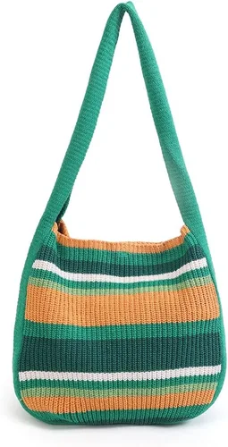 Vista 19 de ENBEI Bolsa Tote de Ganchillo para Mujeres, Bolsa de Hombro Tejida, Bolsa Estética, Linda Bolsa Tote Ecológica para Viajes, Uso Diario, Empaquetado