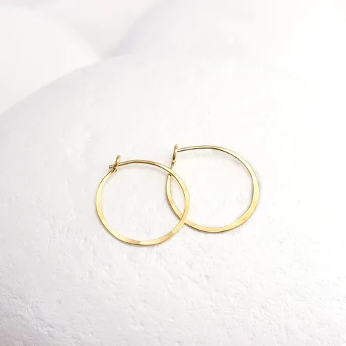 Vista 86 de Aretes de aro finos martillados, elegantes plata esterlina geométrica sólida, relleno de oro y relleno de oro rosa; para mujer por Lotus Stone