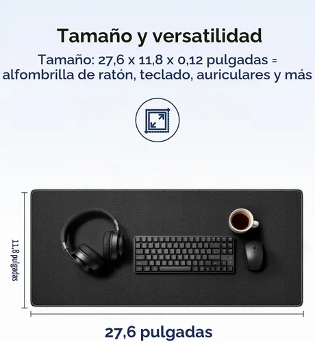 Vista 7 de Reniteco Alfombrilla de mouse grande para oficina y juegos, 27.6 x 11.8 x Negro
