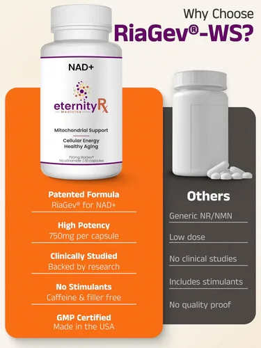 Vista 4 de Suplemento NAD+ con RiaGev®-WS™ - 750 mg de ribosa + complejo de ascorbato de nicotinamida - 30 cápsulas - Energía mitocondrial, envejecimiento