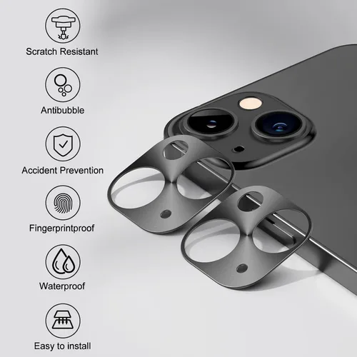 Vista 2 de Protector de lente de cámara para iPhone, [2 unidades] Funda protectora de aleación de aluminio premium para lente de cámara trasera
