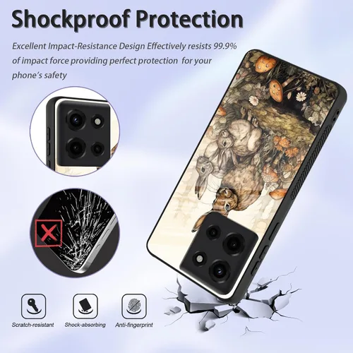 Vista 56 de Funda para Motorola Moto Edge 2022, cubierta trasera de vidrio templado con protector de pantalla, funda protectora a prueba de golpes para Motorola