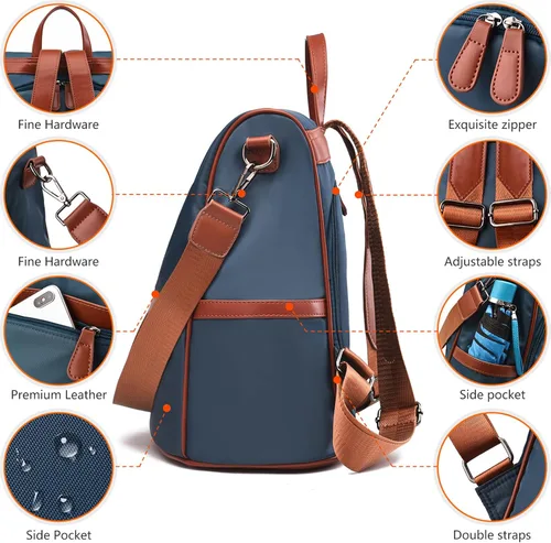 Vista 6 de Charmore - Mochila de viaje para mujer, de nylon, antirrobo, resistente al agua, ligera, estilo casual
