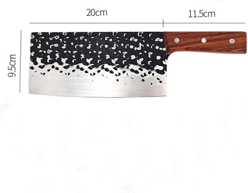 Vista 2 de Cuchillo de carnicero de carne, cuchillo de corte de forja de martillo para el hogar, cuchillo comercial de acero inoxidable para rebanar, cuchillo