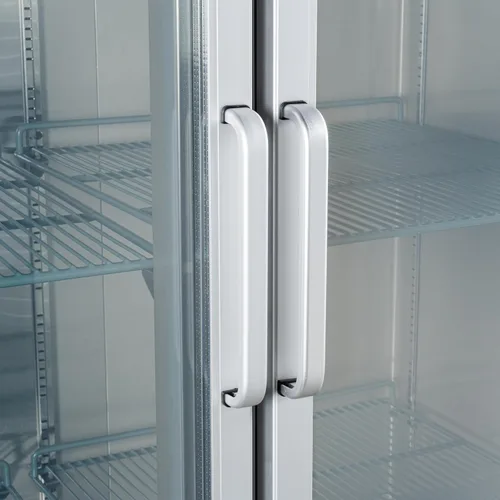 Vista 8 de KoolMore Congelador vertical comercial de acero inoxidable con puertas de vidrio de cierre automático, 6 estantes de almacenamiento, ruedas
