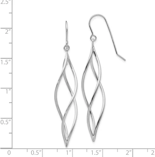 Vista 3 de Aretes largos con lazo negro en oro blanco de 14 k