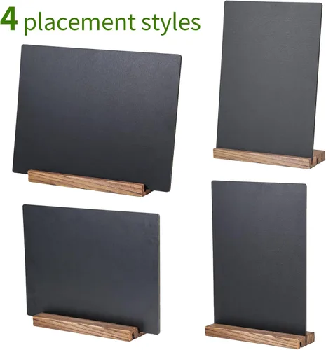 Vista 2 de Letreros de pizarra de 8.6 x 11.7 pulgadas con base para decoración de mesa de doble cara, mini pizarra para menú de comida de restaurante, tablero