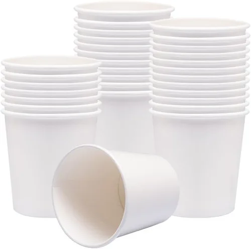 Vista 14 de Vasos de papel para helado con tapas de papel, tazas de papel para sopa caliente/fría con tapas (blanco) (40, 8 onzas)