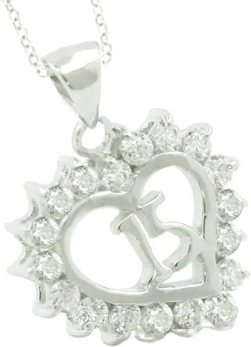 Vista 2 de Collar de corazón de cristal de regalo de quinceañera de plata esterlina maciza, Plata esterlina Plata de ley 364.2 in, Circón