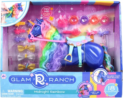 Vista 2 de Sunny Days Entertainment Glam-R-Ranch Midnight Rainbow - Unicornio brillante arcoíris con accesorios