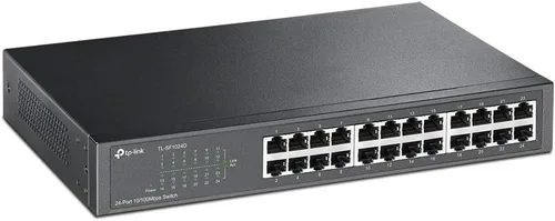 Vista 2 de TP-Link Interruptor Ethernet rápido de 24 puertos de 10/100 Mbps, Plug & Play, montaje en escritorio/rack, metal resistente con puertos blindados