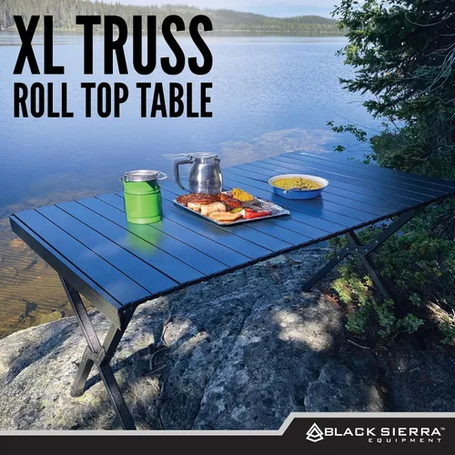 Vista 7 de Black Sierra XL - Mesa de camping portátil plegable, mesa ligera para uso en interiores y exteriores, para picnic y fiesta de campo, bolsa