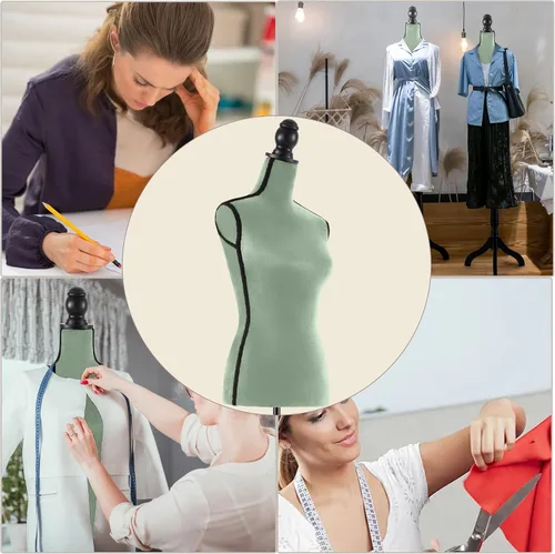 Vista 6 de HOMBOUR Cuerpo de maniquí femenino, forma de vestido de torso de maniquí de costura, maniquí ajustable con soporte para modista de exhibición (verde)