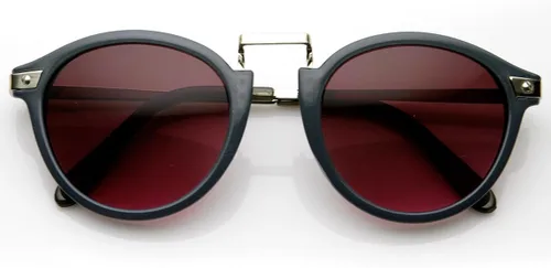 Vista 2 de Gafas de sol retro vintage inspiradas en el borde con cuernos redondo P-3 marco