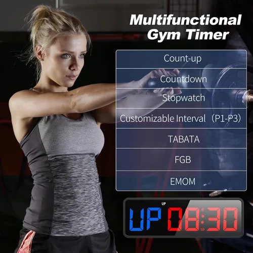 Vista 2 de ANJANK Pequeño reloj portátil con temporizador de gimnasio, imán fuerte, temporizador de intervalo de entrenamiento con batería potente, cronómetro