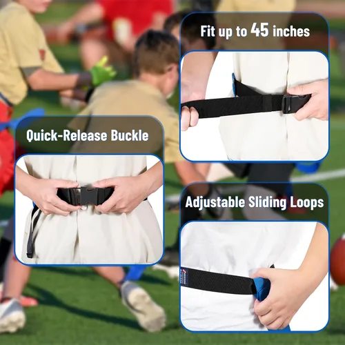 Vista 6 de Cinturones de fútbol con bandera, set de fútbol con bandera para adultos, niños y jóvenes, banderas de fútbol para entrenamiento y competición