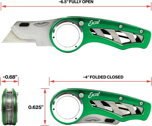 Vista 2 de Excel Blade Revo – Cúter plegable con mango, seguro y clip
