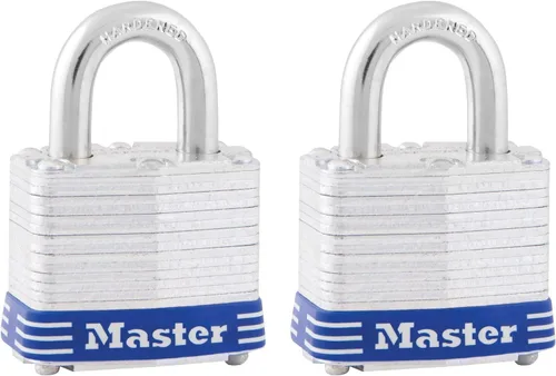 Vista 8 de Master Lock 3008D - Candado para exteriores con llave, paquete de 4 unidades, color plateado de 1-1/2 pulgadas