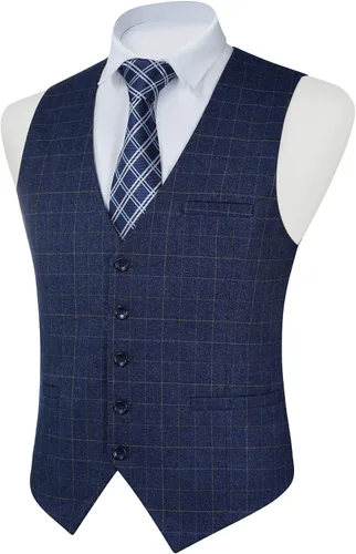 Vista 2 de FAIMO Suit Vest for Men Formal, Mens Vest Dress Tweed Waistcoat for Tuxedo Vest for Party Wedding Business(XS-4XL)