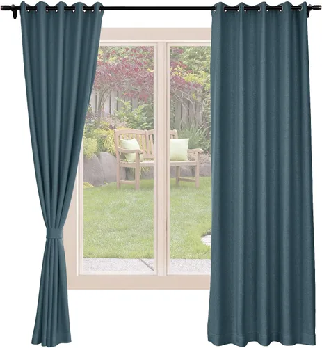 Vista 19 de Frelement Cortinas opacas de lino natural, paneles de cortinas con ojales para sala de estar, cortinas con aislamiento térmico, 52 pulgadas de ancho