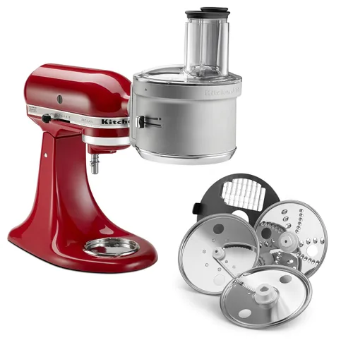Vista 4 de KitchenAid Spiralizer Plus - Accesorio con cáscara, núcleo y rebanada, accesorio para procesador de alimentos plateado y KSM2FPA, kit de corte