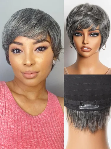 Vista 21 de Luvme Hair Ultra Confortable, de Colocación Rápida y Fácil, Corte Pixie Corto con Flequillo de 12.7 cm, con Tapa de Algodón Amistosa con la Piel