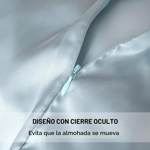 Vista 3 de Funda de almohada de seda de morera para cabello y piel - Funda de almohada de seda refrescante con cremallera oculta, de doble lado, suave y Aqua