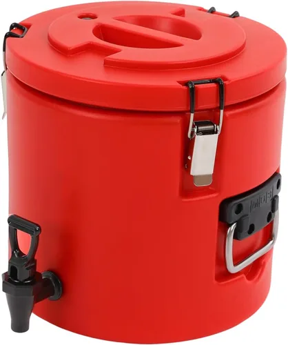 Vista 10 de Dispensador de bebidas aislado de 2.6 galones / 10 litros, dispensador de bebidas frías y calientes de acero inoxidable rojo, dispensador de bebidas