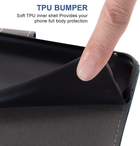 Vista 8 de Asuwish Compatible con LG G8X ThinQ V50S Thin Q Wallet Case y protector de pantalla de vidrio templado, funda abatible para tarjetas de crédito