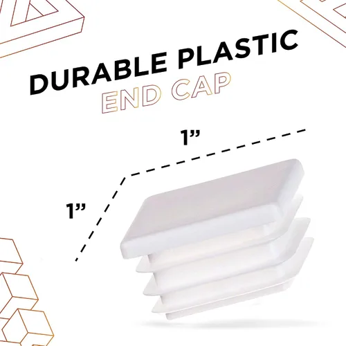 Vista 2 de Prescott Plastics Inserto cuadrado de plástico de 1 pulgada (paquete de 4), tapa de extremo blanco para tubos de metal, valla, inserto deslizante