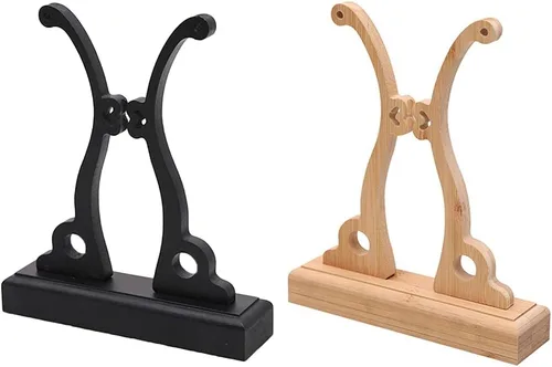 Vista 2 de Auncfofo Soporte de ventilador de mano chino de madera resistente plegable soporte redondo para ventilador base de exhibición para el hogar