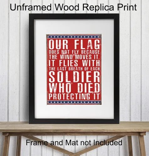 Vista 2 de Bandera estadounidense patriótica militar para decoración del hogar, decoración de habitación, arte de pared – Regalo para veterano estadounidense