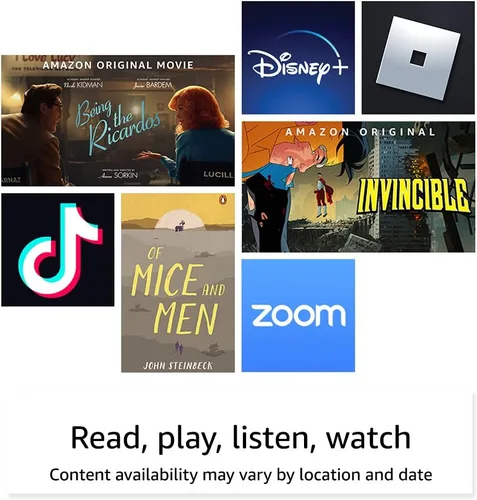 Vista 4 de Tablet Amazon Fire 7 (último modelo) como nueva. Pantalla de 7″, para ver y leer, menos de $80 con batería de 10 horas de duración, 32 GB. Negro