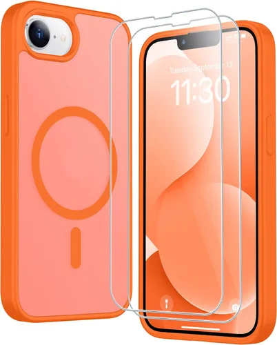 Vista 212 de SPIDERCASE Funda magnética translúcida diseñada para iPhone 11, con 2 protectores de pantalla de vidrio templado, antihuellas, para iPhone 11 de 6.1