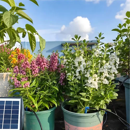 Vista 2 de RISINGUP Sistema de riego por goteo solar para 15 plantas en maceta para jardín al aire libre Automatic Plants Watering System with Anti-Siphoning