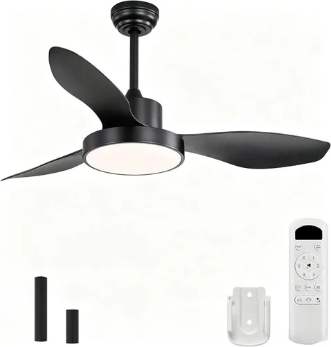 Vista 12 de Sofucor Ventilador de techo de 47 pulgadas con luces de montaje empotrado, modernos ventiladores de techo para exteriores con control remoto, 3CCT