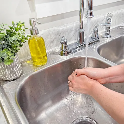 Vista 8 de Cornucopia Brands Botellas de vidrio transparente de 8 onzas con bombas de loción de acero inoxidable (paquete de 4); dispensadores de bomba