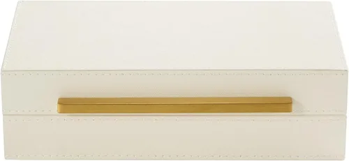 Vista 8 de Sagala Caja Decorativa Negra de Shagreen Con Mango Dorado, Caja Organizadora de Joyas Caja Guardadora, Caja de Almacenamiento de Cuero Sintético