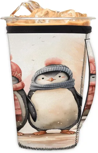 Vista 9 de Funda aislante reutilizable de neopreno con piel de camuflaje del ejército para bebidas, con asa, para la mayoría de cafés o bebidas heladas, 16-18