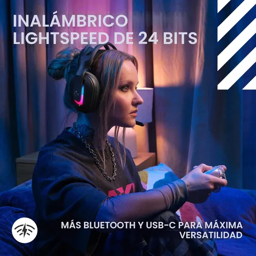 Vista 9 de Logitech G Astro A20 X Lightspeed Wireless Gaming Headset for PS5, Xbox, Switch, PC with 2-System PLAYSYNC Audio, Bluetooth, LIGHTSYNC RGB, and 48