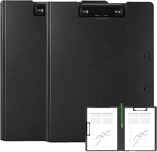Vista 12 de Carpeta portapapeles plegable A4, carpeta portapapeles de oficina con clip de metal de doble clip, portapapeles de almacenamiento plegable de 360