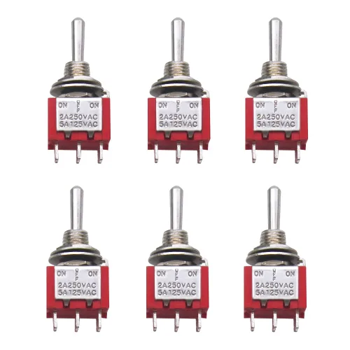 Vista 12 de Mxuteuk 8 piezas interruptor de palanca mini SPST interruptor en miniatura encendido/apagado 2 terminales 2 posiciones 6 A 125 V 3 A 250 V
