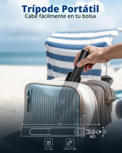 Vista 7 de UBeesize Palo de Selfie Trípode Extensible de 64 pulgadas con Luz y Control Remoto, Soporte de Trípode Ajustable para Teléfono para iPhone 17-11