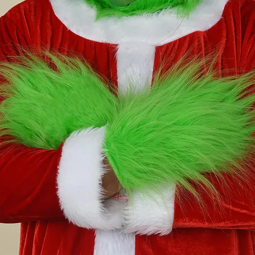 Vista 3 de Green Monster - Guantes de mano peludos verdes para adultos