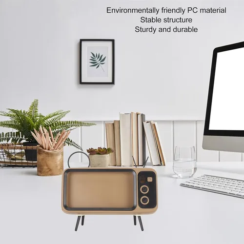 Vista 6 de ZJchao Soporte de teléfono retro para TV, estilo TV, soporte de teléfono retro para arañazos, decorativo, soporte para teléfono móvil de escritorio