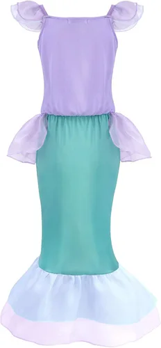 Vista 2 de HenzWorld Little Girls Mermaid Costume Princess Dress up Toddler Birthday Party Outfit Ruffle Fish Scale Role Clothes