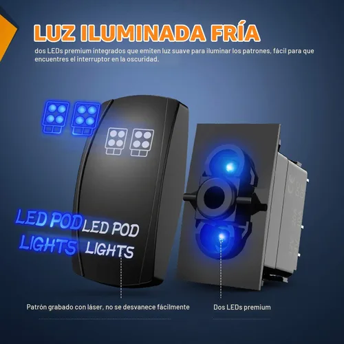 Vista 4 de Nilight Interruptor basculante de luces LED POD, interruptor de barra de luz LED, interruptor de encendido/apagado láser de 5 pines, interruptor